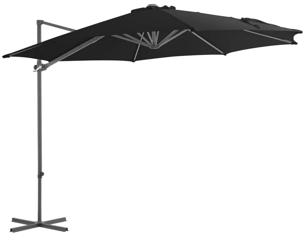 vidaXL Zweefparasol met stalen paal 300 cm zwart