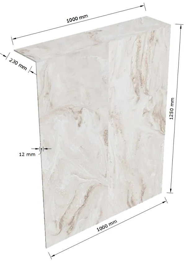 Mondiaz Hope toiletplaat solid surface 100x125cm frappe niet voorgeboord