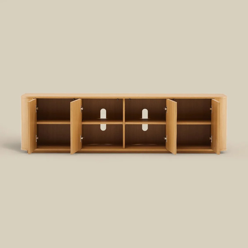 Eiken Tv-meubel Met Ronde Hoeken - 180x40x50cm.