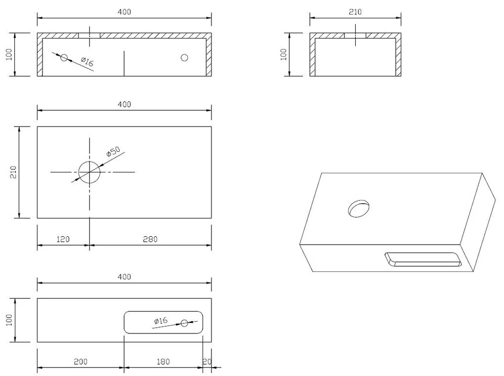 Best Design Malo fonteinplanchet zonder kom 40x12x10cm sandstone