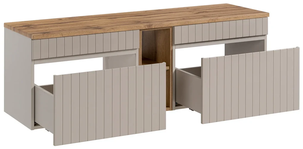 Comad Iconic Cashmere badkamermeubel 140cm met open kast en toppaneel ...