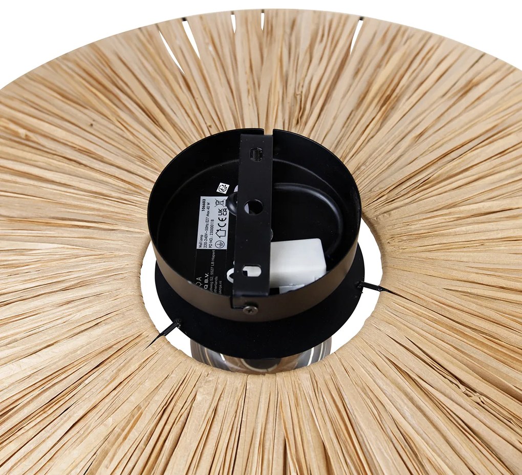 Landelijke wandlamp zwart met touw 60 cm - Leia