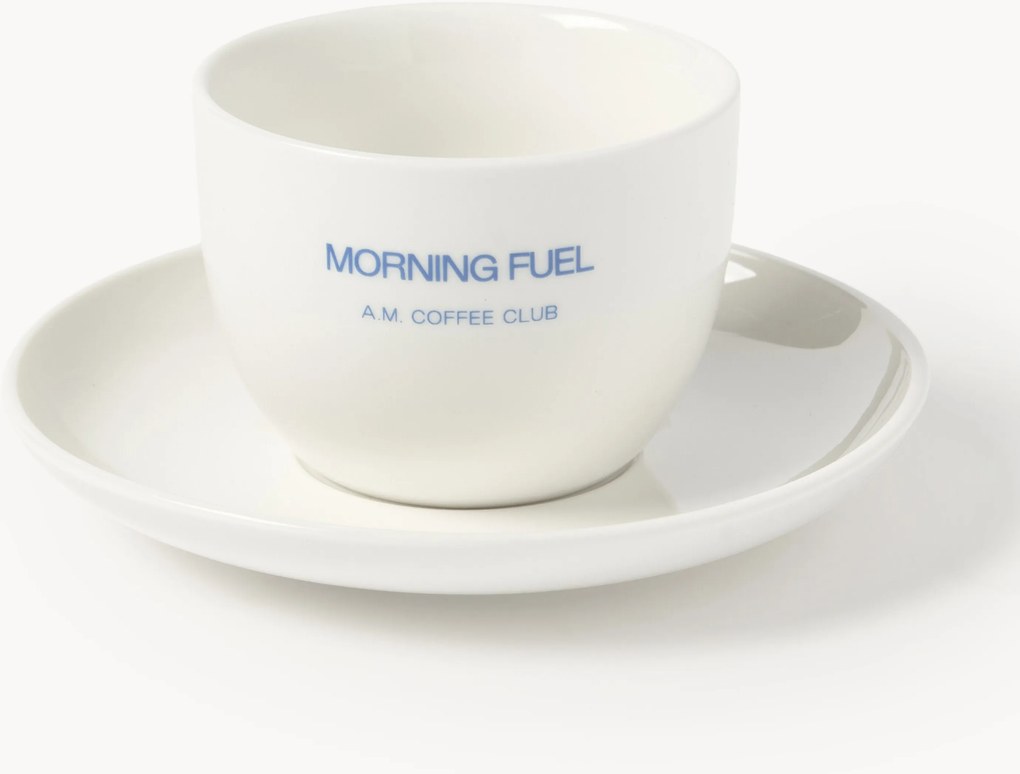 Koffiekop met schotel Morning Fuel van keramiek