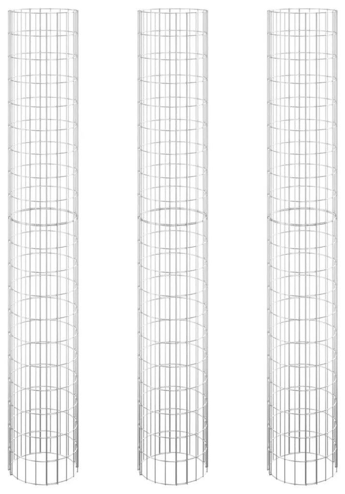 vidaXL Gabion plantenbakken 3 st rond verhoogd Ø30x200 cm staal