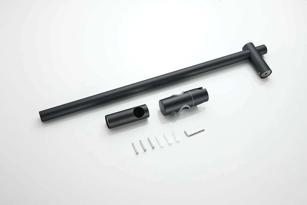 Saniclear Nero Curved doucheset mat zwart met thermostatische kraan, handdouche en glijstang