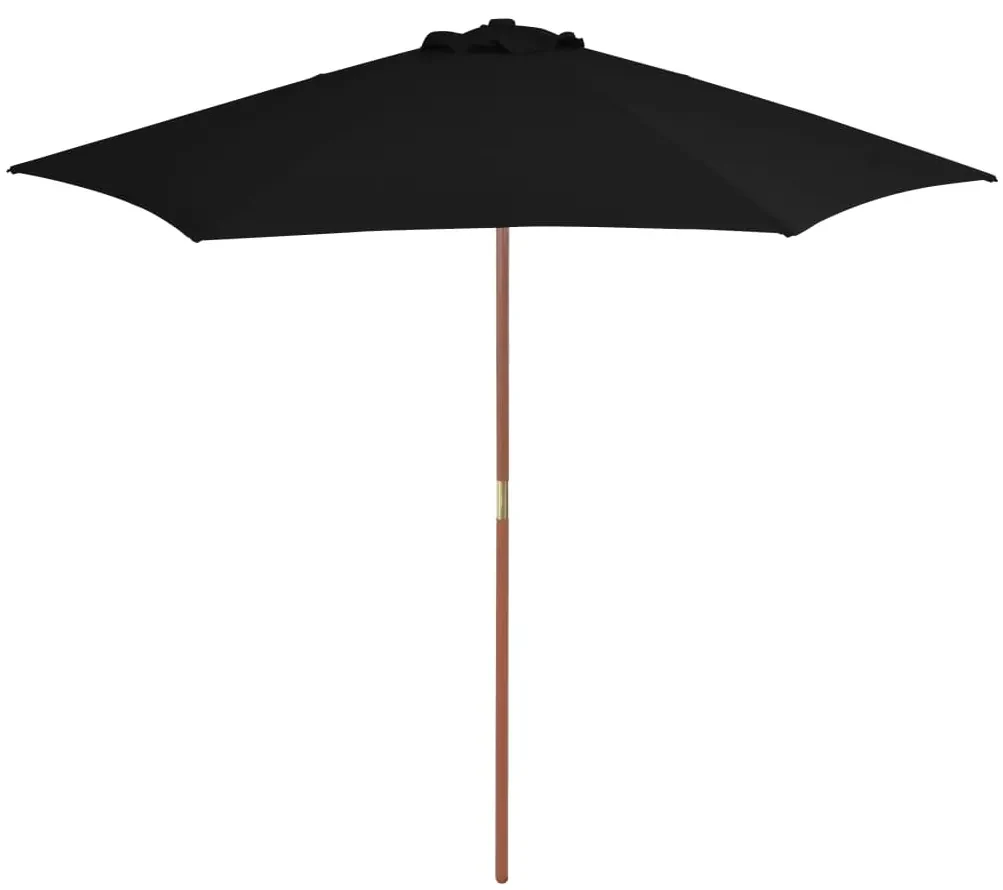 vidaXL Parasol met houten paal 270 cm zwart