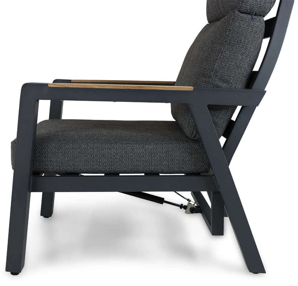 Stoel en Bank Loungeset 5 personen Aluminium/teak Grijs Lifestyle Garden Furniture Marseille