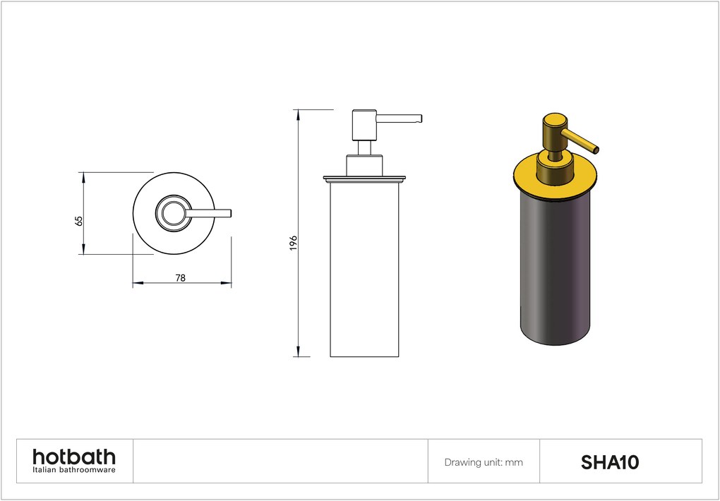 Hotbath &More zeepdispenser voor planchet messing geborsteld PVD