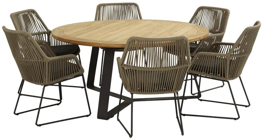 4 Seasons Ramblas tuinstoel + Taste Basso tuintafel 160 cm. rond