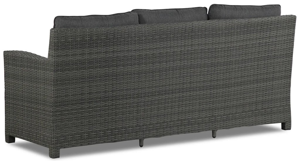 Lounge Tuinbank  3-zits + 2 x bijzettafel met kussen Wicker Grijs-antraciet Domani Furniture Luga lounge  + x bijzettafel met kussen