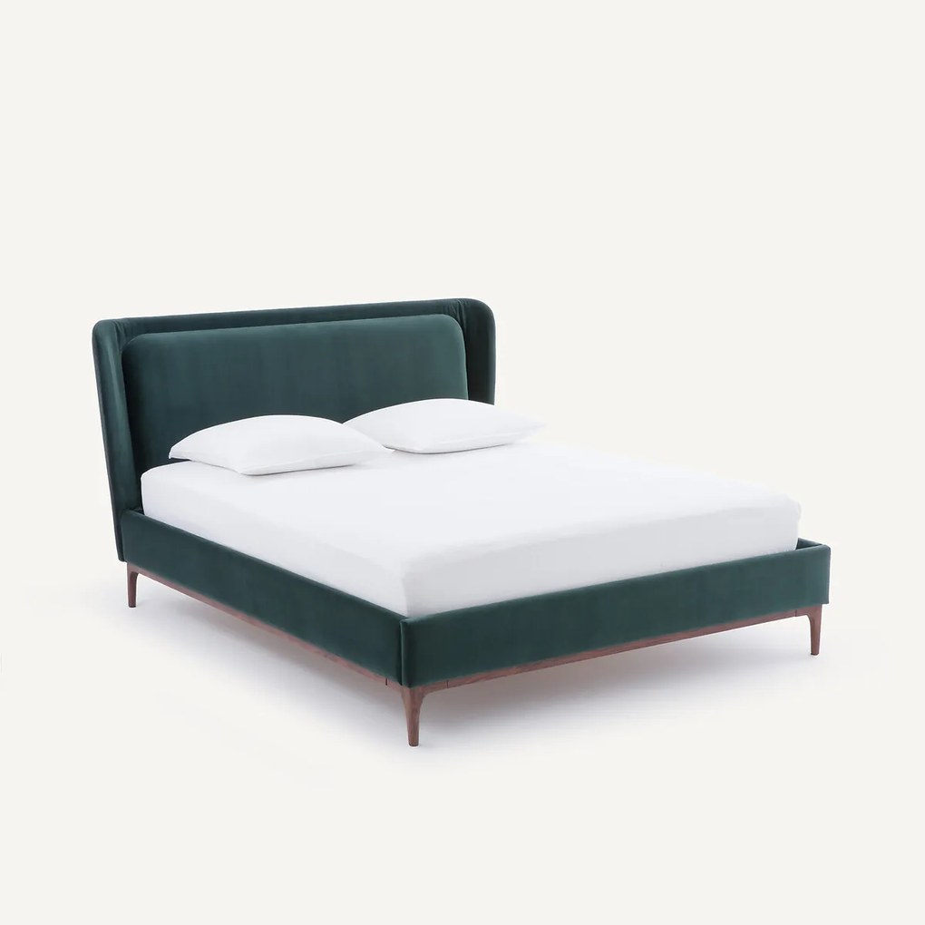 Tweepersoonsbed met hoofdbord en boxspring, fluweel, JABOTE