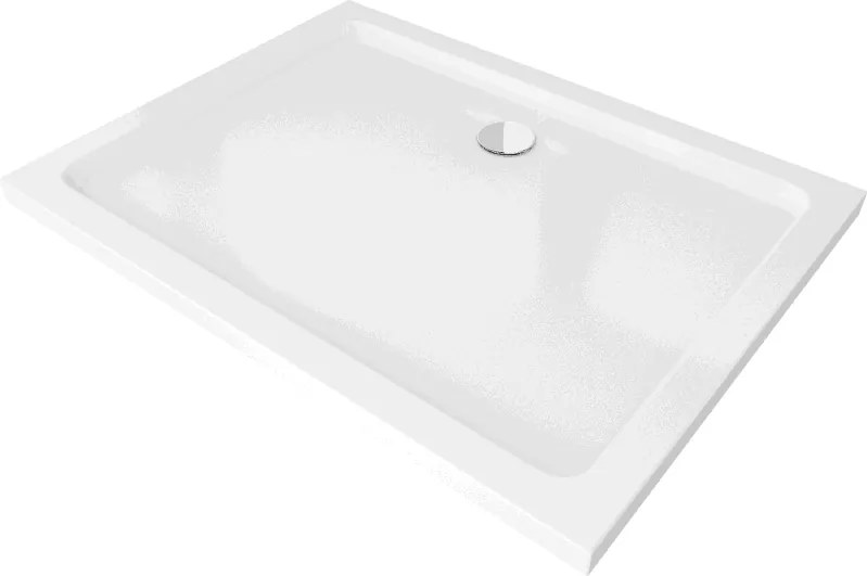 Mexen Flat rechthoekige douchebak slim 80 x 70 cm, wit, sifon chroom - 40107080