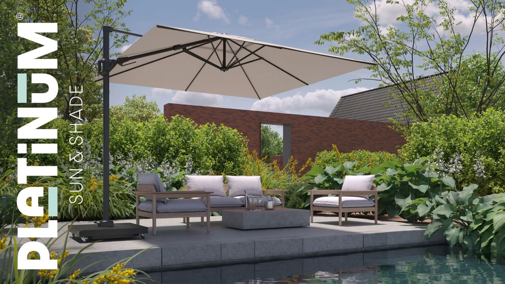Platinum Challenger zweefparasol 3.5x2.6 m T2  (excl. voet) champagne