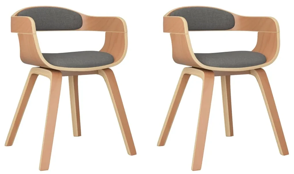 vidaXL Eetkamerstoelen 2 st gebogen hout en stof lichtgrijs