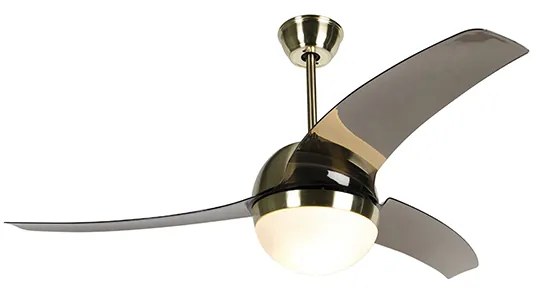 Moderne Plafondventilator met lamp messing met smoke bladen - Bora 52 Modern E27 rond Binnenverlichting Lamp