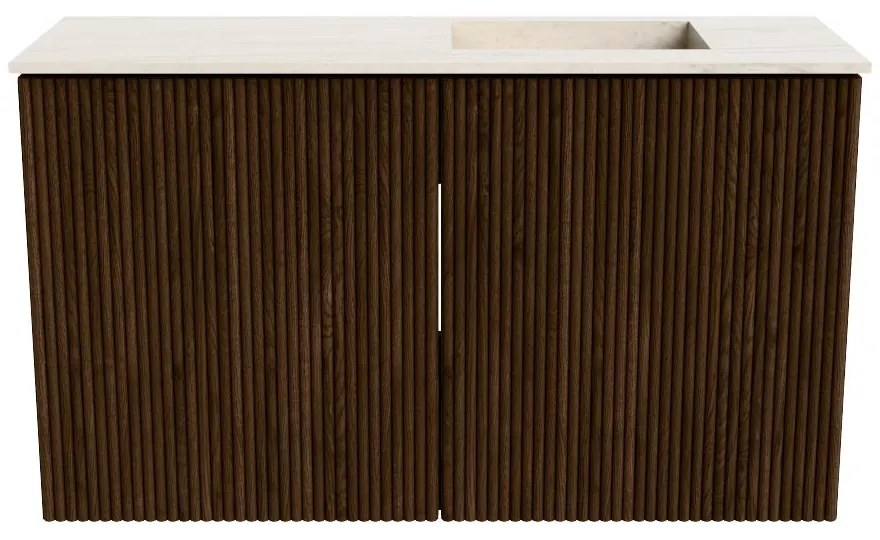 Mondiaz Joya DLux 70cm toiletmeubel walnut met wastafel faye rechts zonder kraangat meli