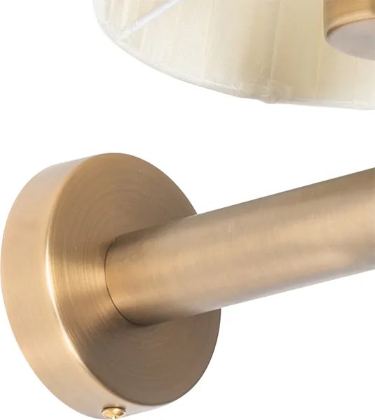Moderne wandlamp brons met witte kap - Pluk