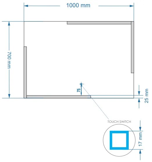 Sanigoods Line spiegel met LED-verlichting en verwarming 100x70cm