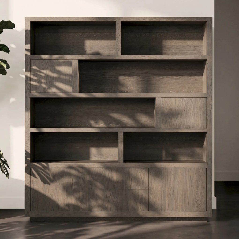 Vakkenkast Bruin Eiken 200 Cm - 200x42x220cm.