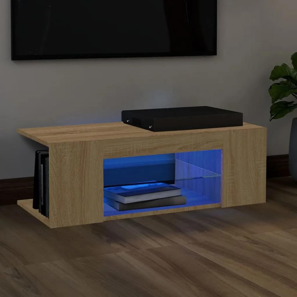 vidaXL Tv-meubel met LED-verlichting 90x39x30 cm sonoma eikenkleurig