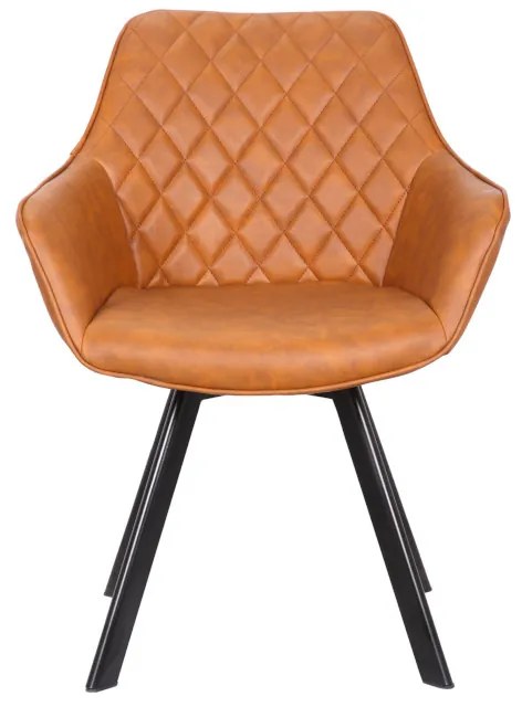 Eetkamerstoel - Ringo - Draaibaar - Lederlook cognac