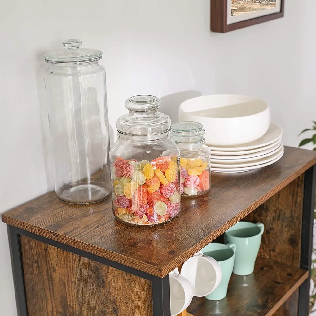 Nancy's Hutchinson Boekenkast - Vintage Houten Kast - Industriële Kasten - 2 Deuren - 60 x 35 x 125 cm (L x B x H)
