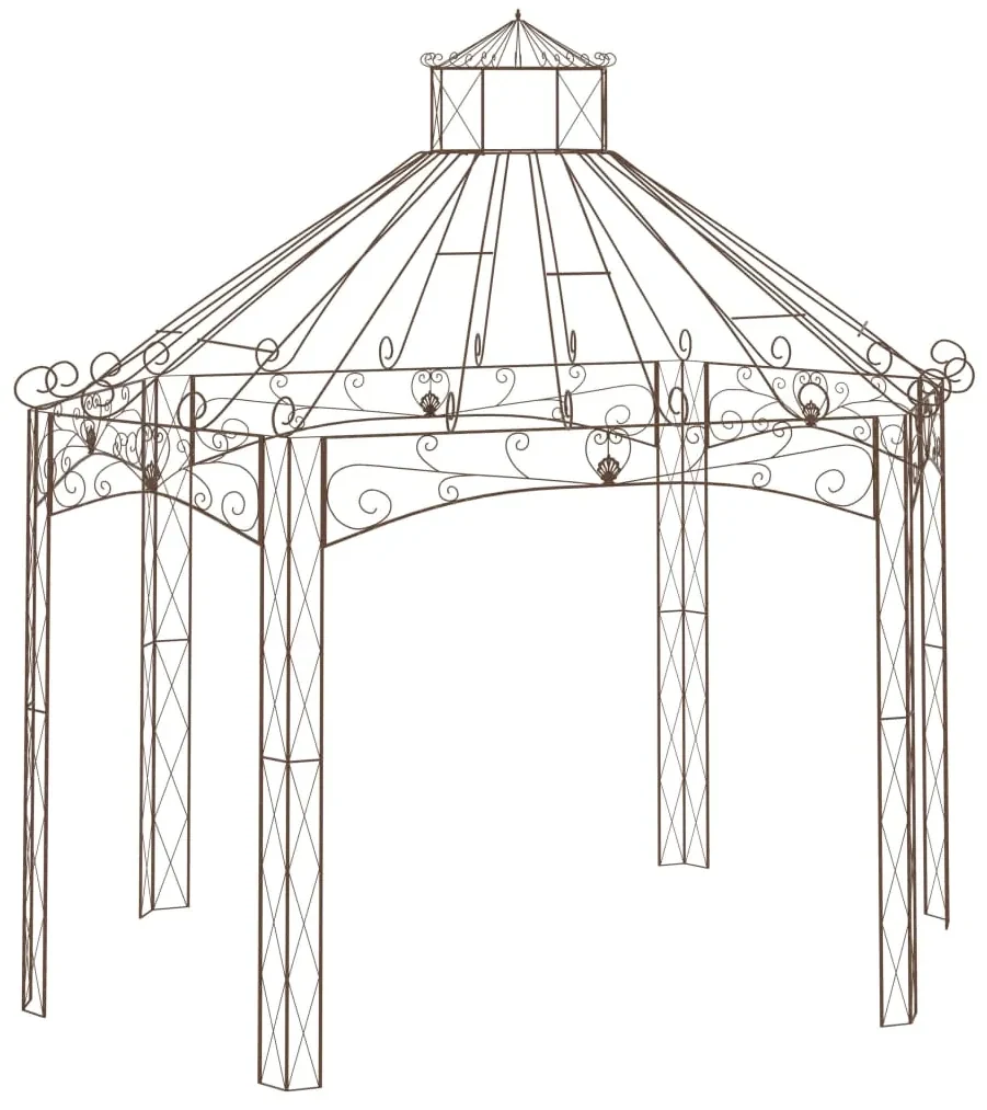 vidaXL Tuinpaviljoen 400x258x378 cm ijzer antiekbruin