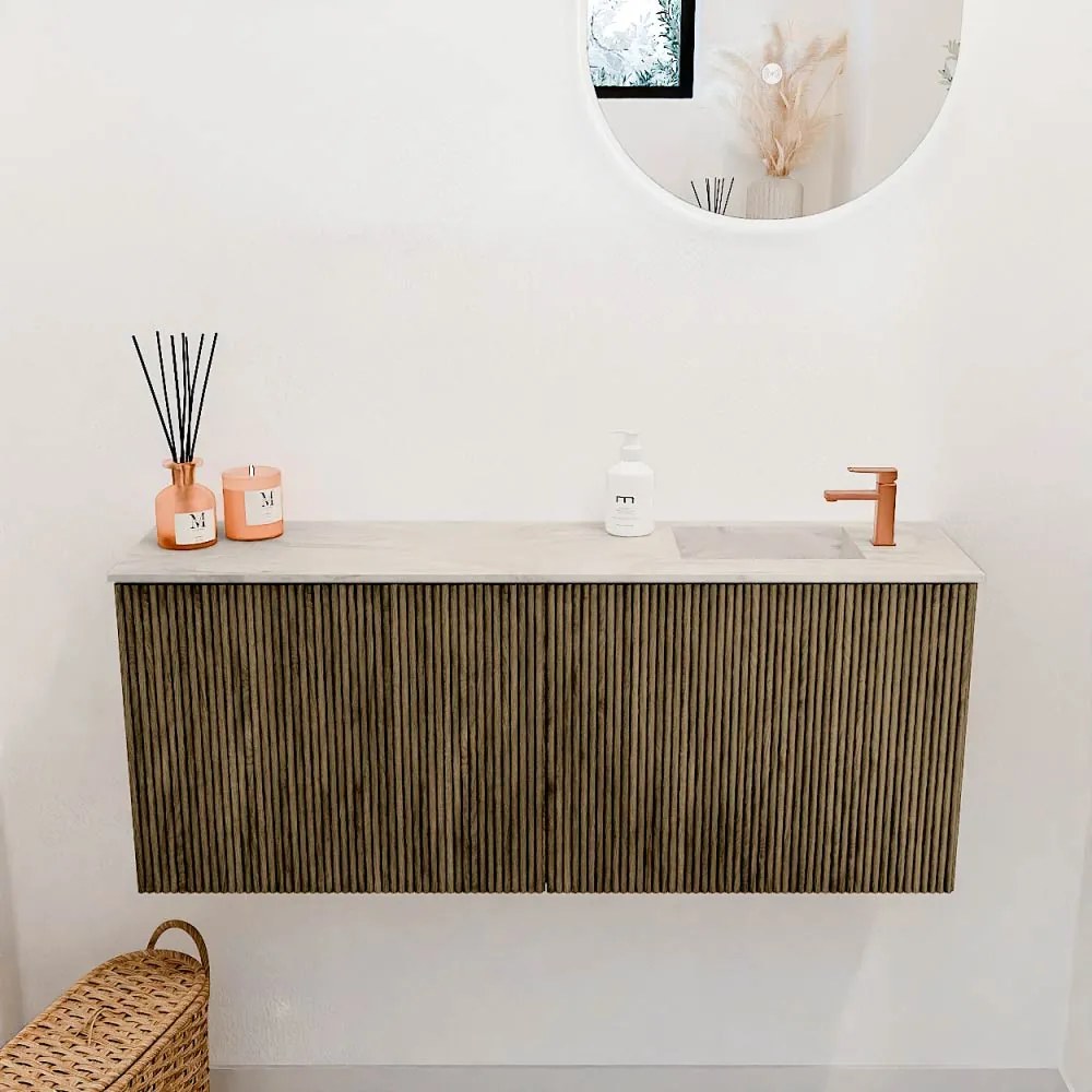 Mondiaz Joya DLux 100cm toiletmeubel dusk met wastafel faye rechts 1 kraangat ostra