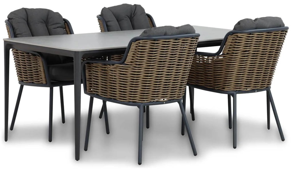 Tuinset 4 personen 180 cm Wicker Grijs Santika Furniture Santika