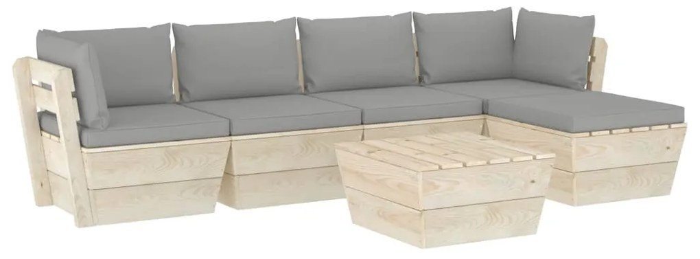 vidaXL 6-delige Loungeset met kussens pallet vurenhout