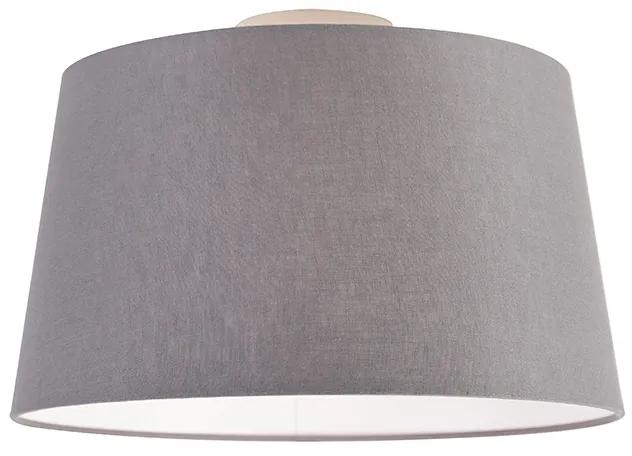 Stoffen Moderne plafondlamp met donkergrijze kap 35 cm - Combi Klassiek / Antiek E27 rond Binnenverlichting Lamp