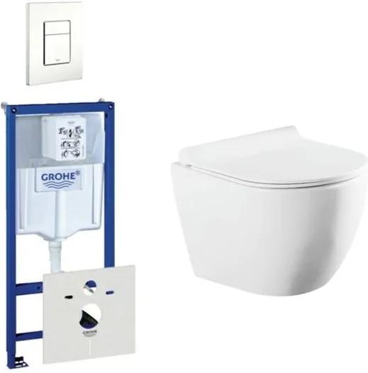 Nemo Spring Purcompact Rimfree toiletset bestaande uit Grohe inbouwreservoir, met softclose toiletzitting quick release en bedieningsplaat wit 0720003 / 0729205 / SW288142