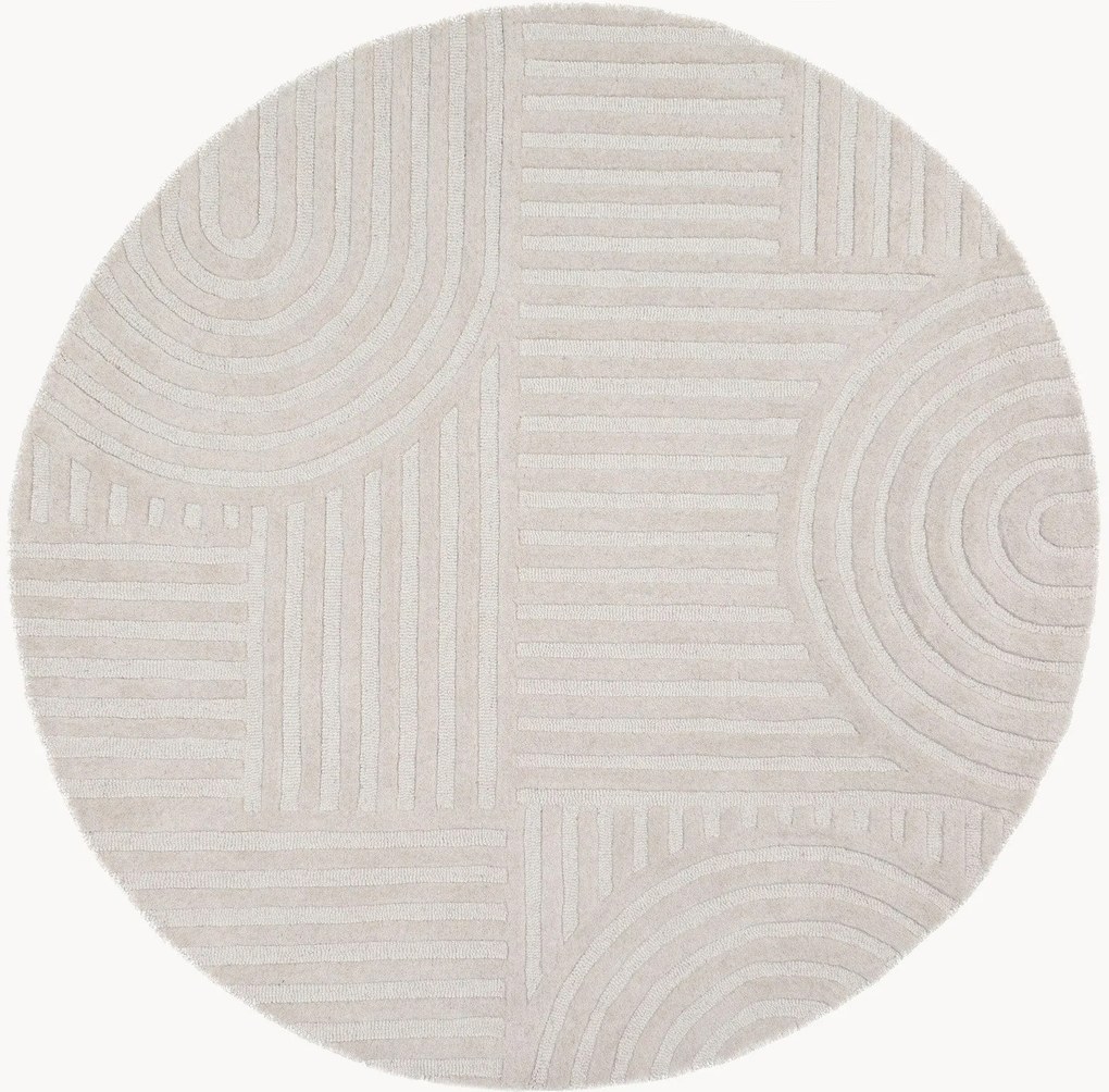 Rond handgetuft hoog-laag wollen vloerkleed Zen Garden