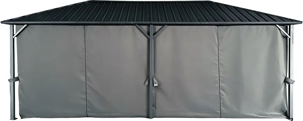 Itaka 3x6 tuinhuisje met gordijnen antraciet Tuinpunt