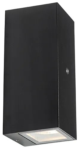 Wandlamp zwart 2-lichts IP44 met schemersensor - Baleno II