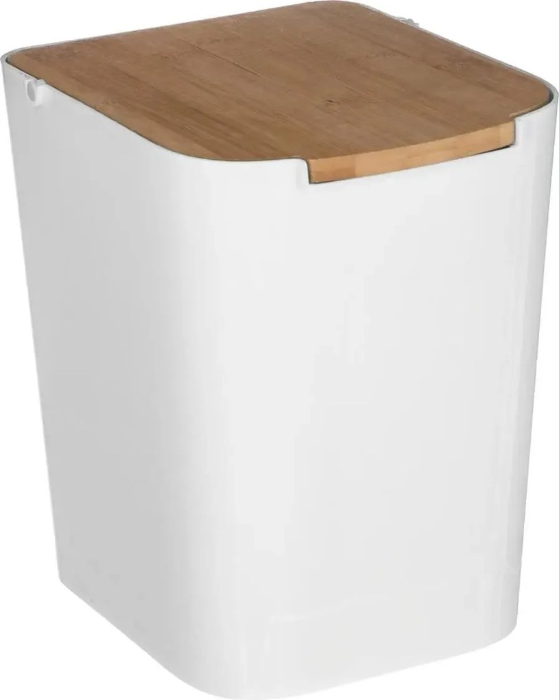 5Five Pedaalemmer Natureo - 5 Liter - Wit - Bamboe Deksel