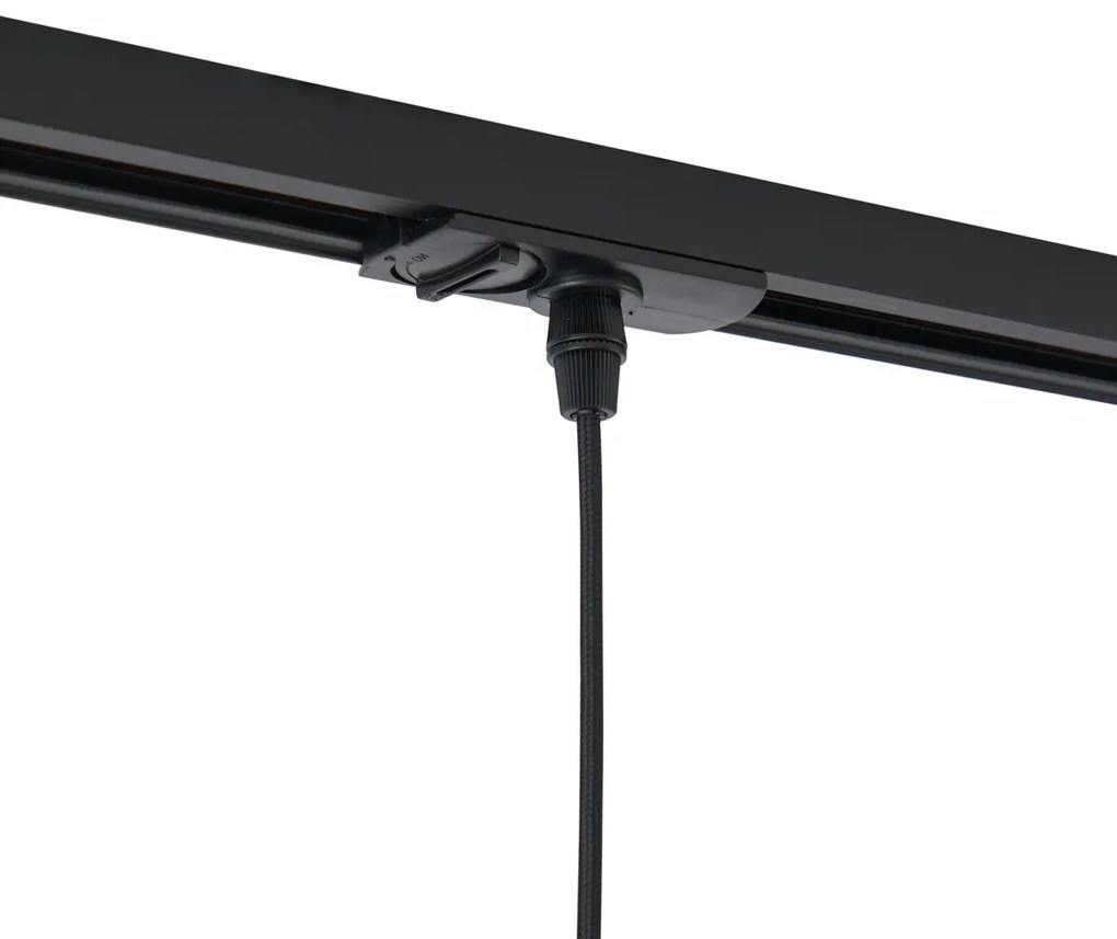 Moderne hanglamp zwart met smoke glas voor railsysteem 1-fase - Iconic Lava