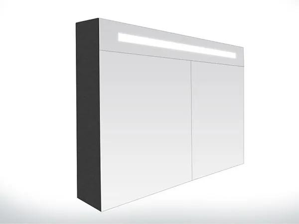 Spiegelkast Delia 80x70x15cm MDF Black Diamond LED Verlichting Lichtschakelaar Stopcontact Binnen en Buiten Spiegel