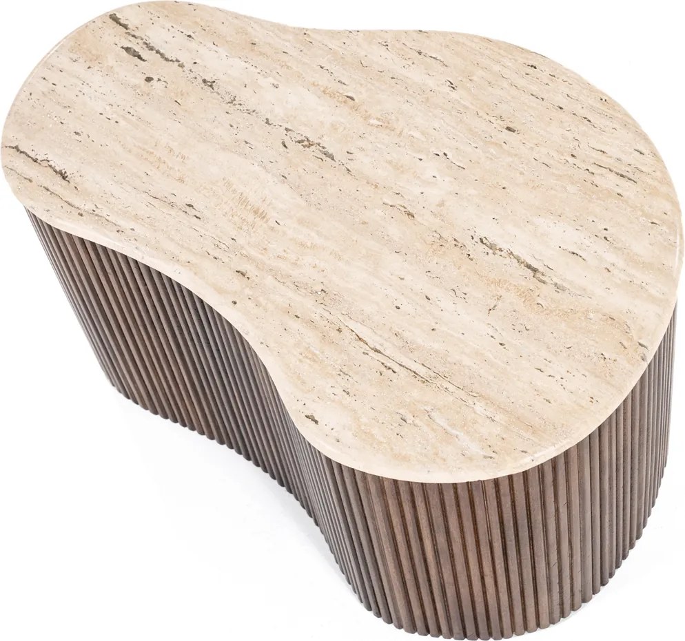 Salontafel Met Travertin Blad - 70 X 47cm.