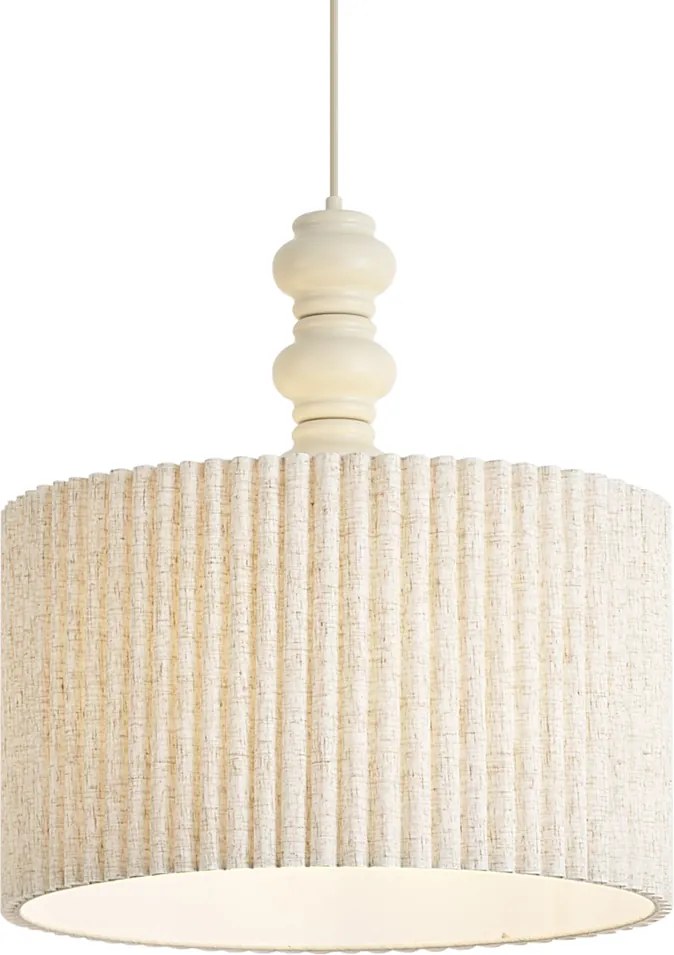 Japandi hanglamp beige met linnen kap 50cm - Fedde