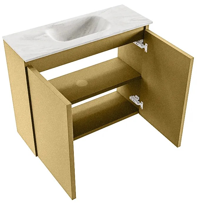 Mondiaz Ture DLux toiletmeubel 60cm oro met wastafel ostra midden zonder kraangat