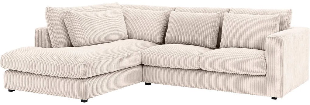 Goossens Bank Ravenia beige, stof, 2-zits, stijlvol landelijk met ligelement links