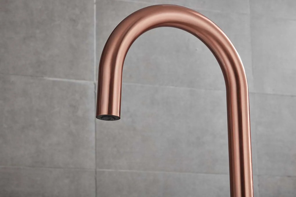 Saniclear Copper Stripes inbouw badkraan met vrijstaande uitloop geborsteld koper