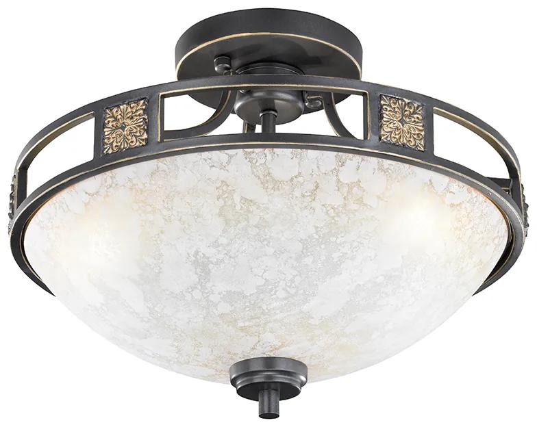 Landelijke ronde plafondlamp roestkleur 42cm - Quinta Landelijk / Rustiek E27 Binnenverlichting Lamp