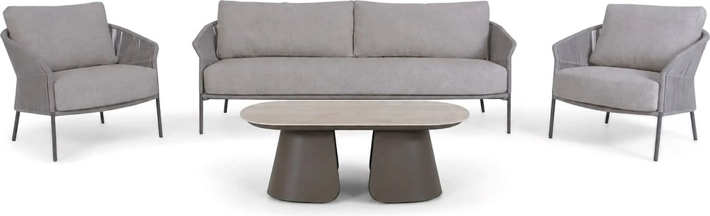Stoel en Bank Loungeset 5 personen Rope Grijs  4 Seasons Outdoor Florence/Miyoura