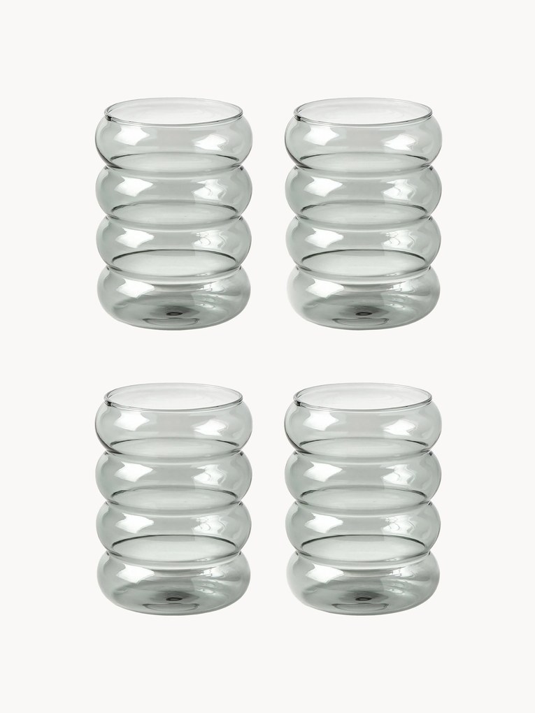 Mondgeblazen waterglazen Bubbly, 4-delig