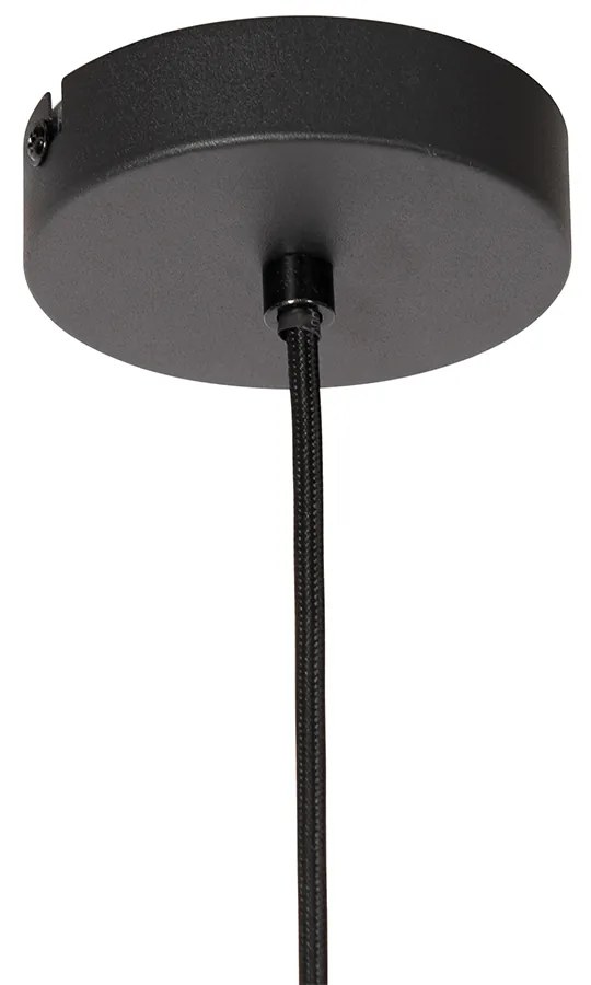 Art deco hanglamp zwart met smoke glas - Bizle