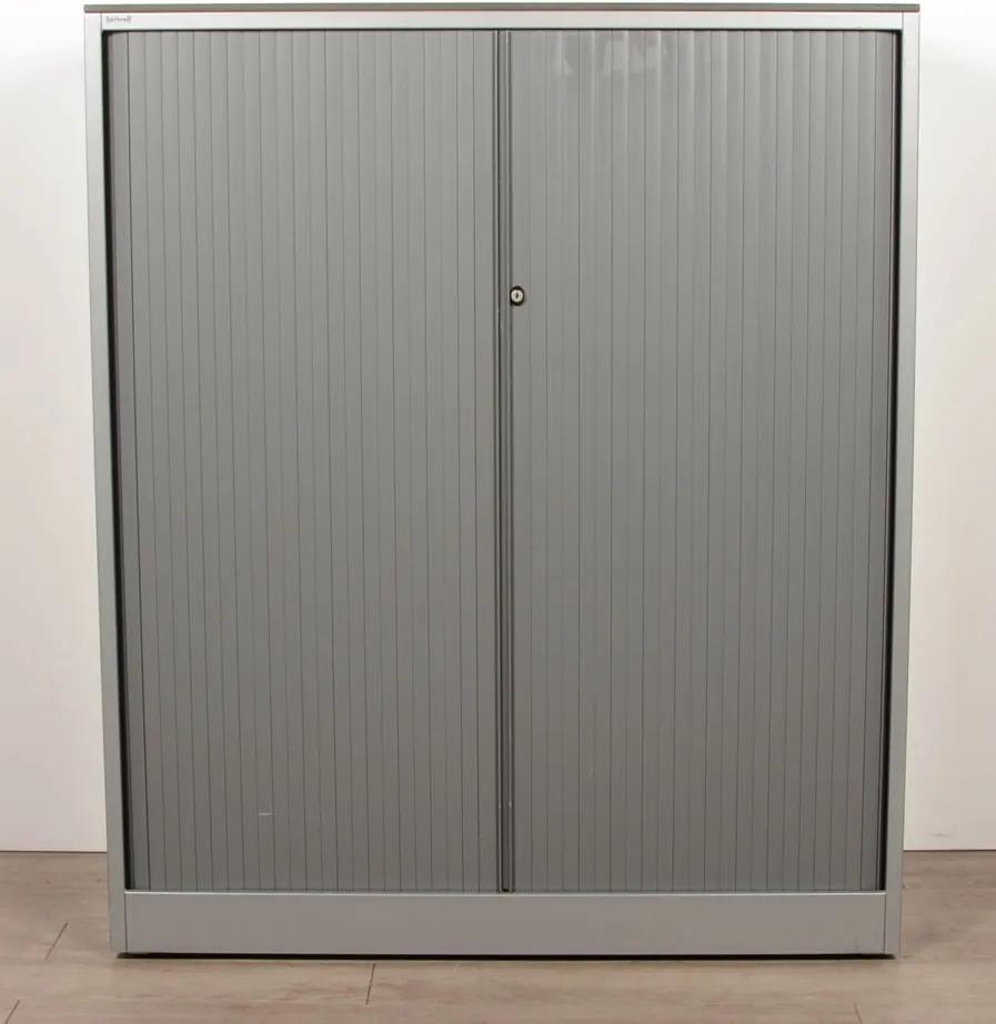 Roldeurkast, aluminium/antraciet, 142 x 120 cm, incl. 3 legborden, gladde lamel