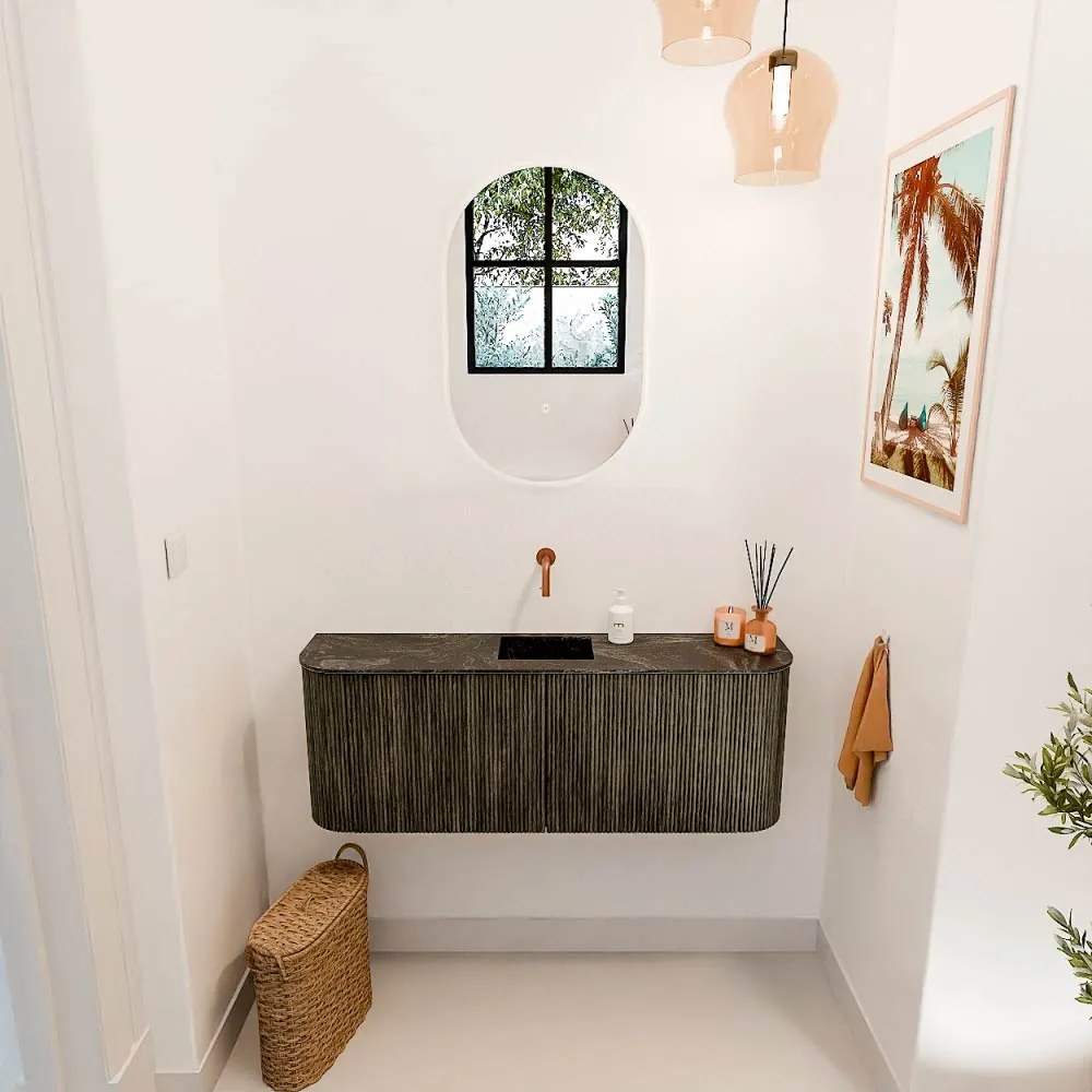Mondiaz Joya DLux 115cm toiletmeubel ronding links/rechts shadow met wastafel faye midden zonder kraangat lava