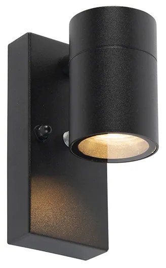 Moderne buiten wandlamp zwart IP44 met schemersensor - Solo